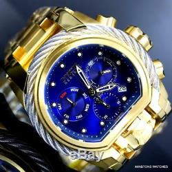 Invicta Reserve Bolt Zeus Magnum Gold Plated Steel Blue Swiss Mvt 52mm Watch New