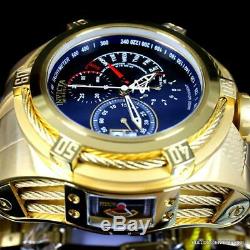 Invicta Reserve Bolt Zeus Tria 3 Swiss Dials Gold Plated 56mm Black Watch New