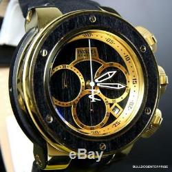 Invicta Reserve Subaqua Sea Dragon Black Wood Gold Plated Leather 52mm Watch New
