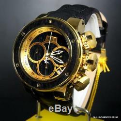 Invicta Reserve Subaqua Sea Dragon Black Wood Gold Plated Leather 52mm Watch New