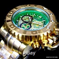 Invicta Sea Hunter II 70mm Gold Plated Green Chronograph Swiss Mvt Watch New