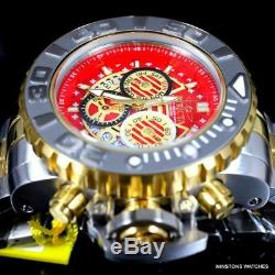 Invicta Sea Hunter II 70mm Two Tone Gold Plated Steel Red Swiss Mvt Watch New