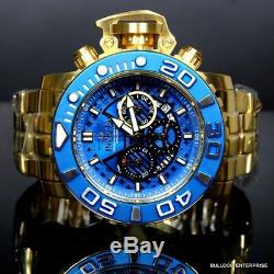 Invicta Sea Hunter III Blue 70mm Full Sized Swiss Chrono Gold Plated Watch New