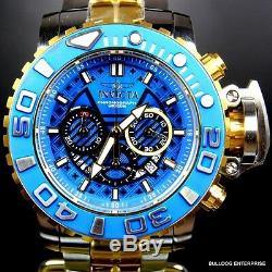 Invicta Sea Hunter III Blue 70mm Full Swiss Movt Two Tone Gold Plated Watch New