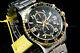 Invicta Specialty 18k Gold Plated Two Tone Black Dial Chrono S. S Bracelet Watch