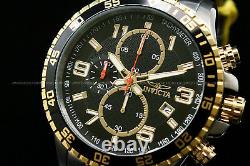 Invicta Specialty 18K Gold Plated Two Tone Black Dial Chrono S. S Bracelet Watch
