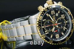 Invicta Specialty 18K Gold Plated Two Tone Black Dial Chrono S. S Bracelet Watch