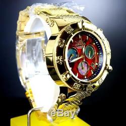 Invicta Subaqua Noma III Red Abalone MOP 50mm High Polish Gold Plated Watch New