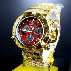 Invicta Subaqua Noma III Red Abalone MOP 50mm High Polish Gold Plated Watch New
