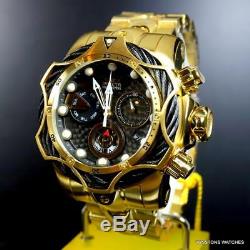 Invicta Venom Cable Chronograph Gold Plated Steel Bracelet Black 52mm Watch New