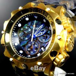 Invicta Venom Hybrid Abalone Chronograph 54mm 18kt Gold Plated Black Watch New