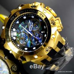 Invicta Venom Hybrid Abalone Chronograph 54mm 18kt Gold Plated Black Watch New