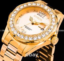 Invicta Women PRO DIVER Crystal Accented ROSE GOLD Plated SS Bracelet Watch