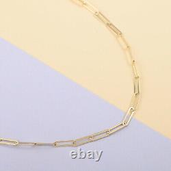 Italian 14K Yellow Gold Crystal 3mm Paperclip Necklace 16-18 4.8 Grams