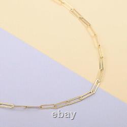 Italian 14K Yellow Gold Crystal 3mm Paperclip Necklace 18-20 5.10 Grams