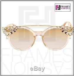 JIMMY CHOO VIVY 20th Nude Glitter Rose Mirrored Detachable Jewel GOLD PLATED Sun