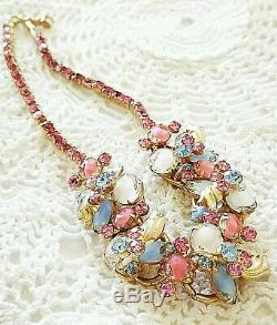 JULIANA D&E GP NECKLACE w Metal Accents Pink Blue White Rhinestones & Givre Cabs