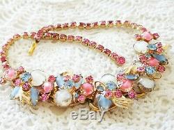JULIANA D&E GP NECKLACE w Metal Accents Pink Blue White Rhinestones & Givre Cabs
