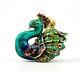 Jay Strongwater Lillian Peacock Charm 18k Gold Plated Swarovski Crystals New Box
