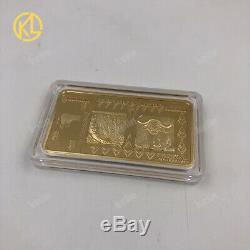 KL 270pcs Gold plated $100 Trillion Zimbabwe Metal Bar wooden box set with COA