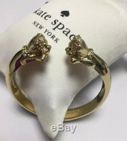 Kate Spade New York 12 K Gold Plated Puppy Dog Hinged Cuff withKS Dust Bag New