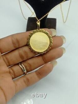 Krugerrand Coin Custom Unisex Pendant 18 In Chain 14k Yellow Gold Plated Silver