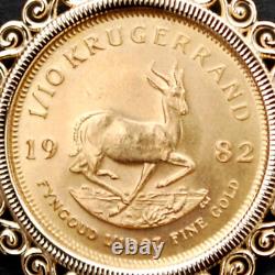 Krugerrand Coin Custom Women/Men' Pendant With Free Chain 14k Yellow Gold Plated