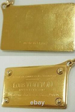 LOUIS VUITTON Bag Charm Key Ring Plate Chain Gold GP authentic