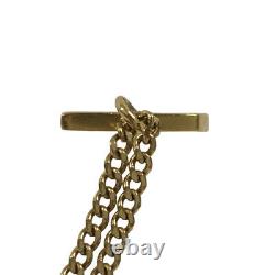 LOUIS VUITTON LV Upside Down Necklace M62682 Gold Plated Logo Pendant Chain Auth