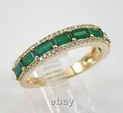 Lab-Created 2Ct Baguette Cut Emerald Eternity Ring 14K Yellow Gold Silver Plated