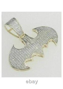 Lab Created 4CT Diamond Custom Batman 40mm Pendant 14k Gold Plated 925 Silver