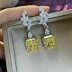 Lab Created Canary Yellow & Simulated Diamond Earrings 14k White Gold Plated