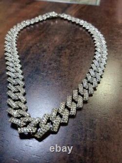 Lab-Created Diamond Men 18mm x 20Miami Cuban Link Chain 14K White Gold Plated