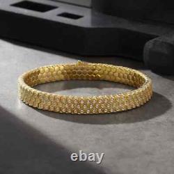 Lab-Created Diamond Mens Round Cut 14K Yellow Gold Plated Tennis Link Bracelet