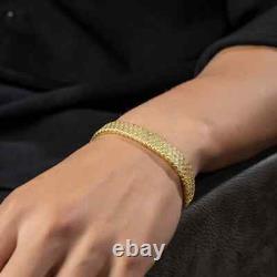 Lab-Created Diamond Mens Round Cut 14K Yellow Gold Plated Tennis Link Bracelet