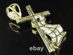 Lab Created Moissanite Men's Jesus Cross Charm Pendant 14k Yellow Gold Plated