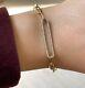 Lab Created Station Diamond Paperclip Chain Bracelet 14k Yellow Gold Plated