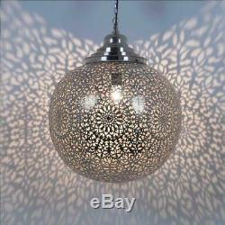 Lamps Lighting Celilng Fans Moroccan Lampshades Pendant Silver-plated Brass Hang