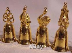 Limited Edition Reed & Barton 22k Gold Plated (12) Days Of Christmas Bells Set