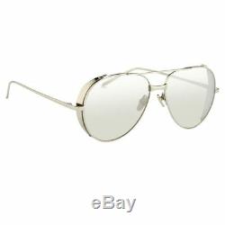 Linda Farrow 426 8 Luxury Sunglasses. Aviator Matte 23K White Gold Plated 58mm