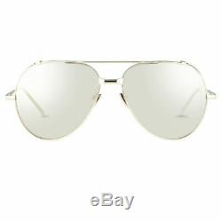Linda Farrow 426 8 Luxury Sunglasses. Aviator Matte 23K White Gold Plated 58mm