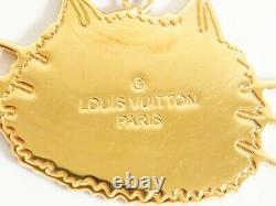 Louis Vuitton Porte Cles Chenne MP2285 Gold Plated Catgram Charm Key Ring Chain