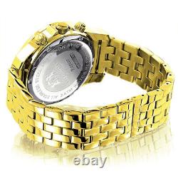 Luxurman Men's Yellow Raptor Gold Plated Metal Band 0.25ct Real Diamond Watch