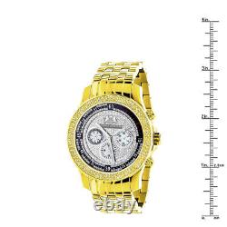 Luxurman Men's Yellow Raptor Gold Plated Metal Band 0.25ct Real Diamond Watch