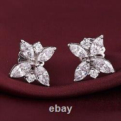 Marquise Cut Simulated Diamond Stunning Stud Earrings In 14K White Gold Plated