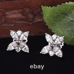 Marquise Cut Simulated Diamond Stunning Stud Earrings In 14K White Gold Plated