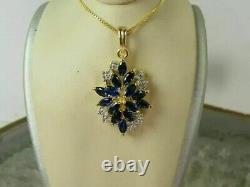 Marquise Cut Simulated Sapphire Women's Stunning Pendant 14K Yellow Gold Plated