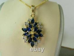 Marquise Cut Simulated Sapphire Women's Stunning Pendant 14K Yellow Gold Plated