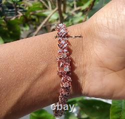 Marquise Simulated Chocolate Diamond Tennis Bracelet 14K Rose Gold Plated 7.5