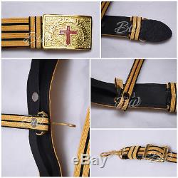 Masonic Knight Templar Sword belt Gold Wire Braided and Gold Plated Metal Parts